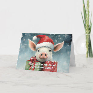 Tarjeta Cerdo de Santa Secreto de Navidad