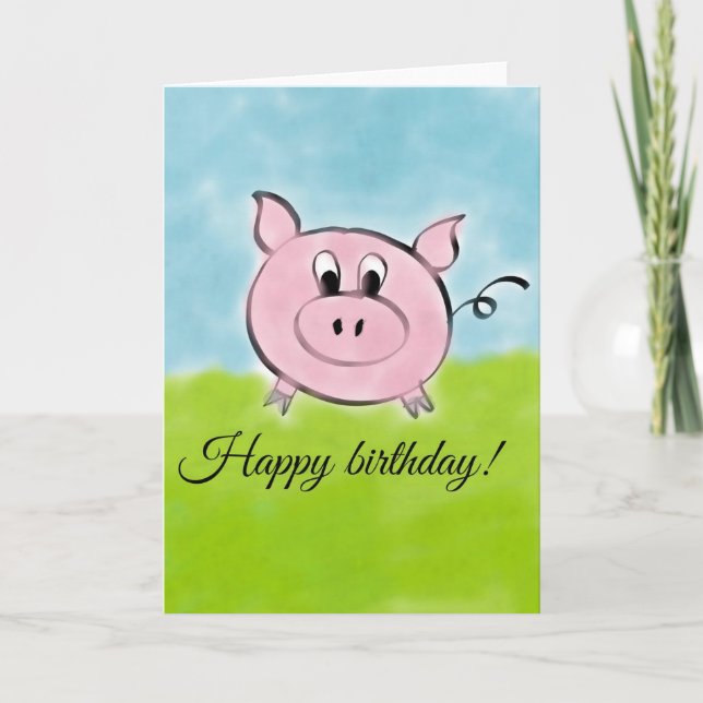 Tarjeta Cerdo del feliz cumpleaños (Anverso)