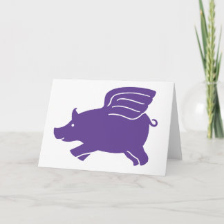 Tarjeta Cerdo del vuelo - púrpura