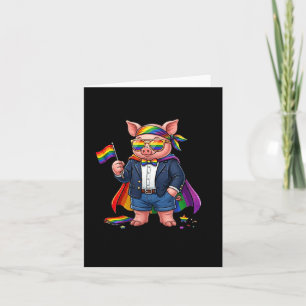 Tarjeta Cerdo Divertido Lgbt Arcoíris Lesbiana Orgullo Gay