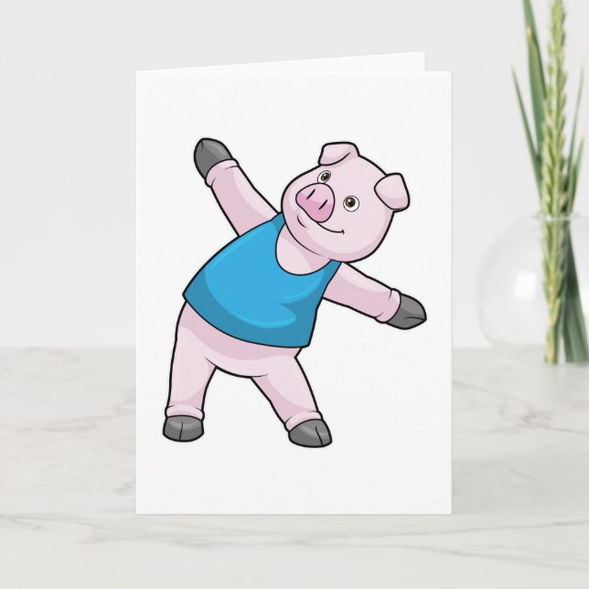 Tarjeta Cerdo en el Stretching del Yoga (Anverso)