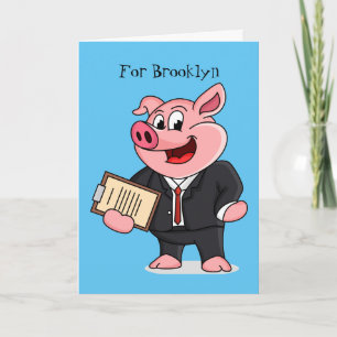 Tarjeta Cerdo gracioso personalizado de traje de negocios