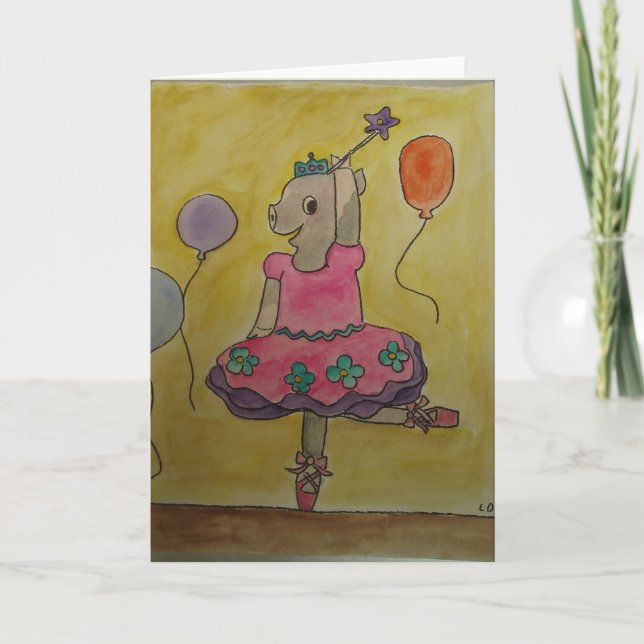 Tarjeta Cerdo Greetingcard del baile (Anverso)