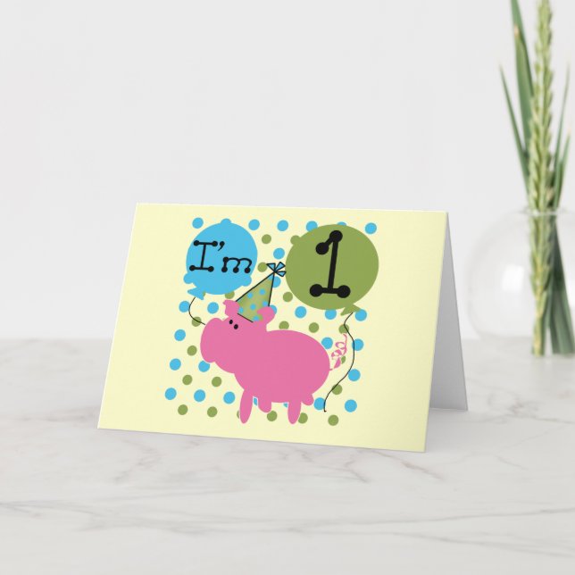 Tarjeta Cerdo I m 1 camisetas de cumpleaños y regalos (Anverso)
