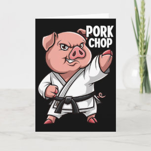 Tarjeta Cerdo Karate Chuletón de Cerdo Cerdo Divertido Pun