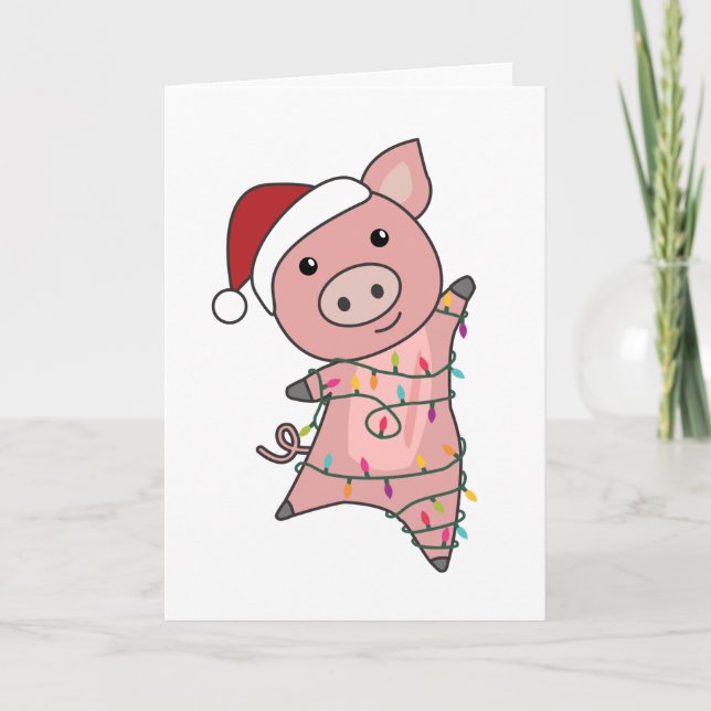 Tarjeta Cerdo Merry Christmas Animals Cerdos (Anverso)