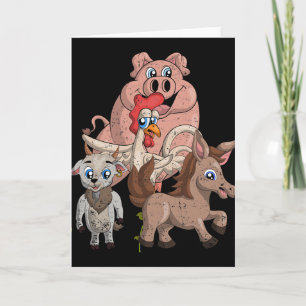 Tarjeta Cerdo Pollo Cabra Granja De Caballos Squad Regalo 