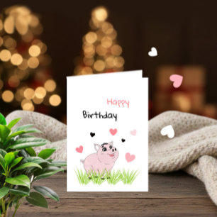 Tarjeta Cerdo rosa lindo