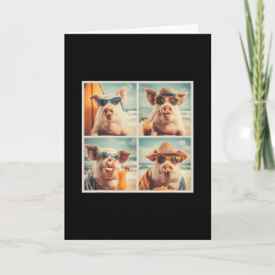 Tarjeta Cerdos Cool Con Sungles Granja Animal Vacaciones P