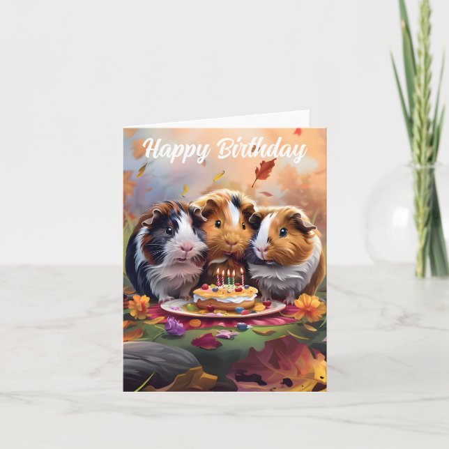 Tarjeta Cerdos de Guinea celebrando el cumpleaños (Anverso)