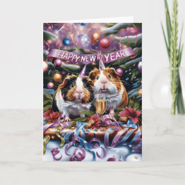Tarjeta Cerdos de Guinea Feliz Año Nuevo