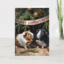 Tarjeta Cerdos De Guinea Y Navidades De Árboles De Navidad