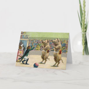 Tarjeta Cerdos del mono y del circo