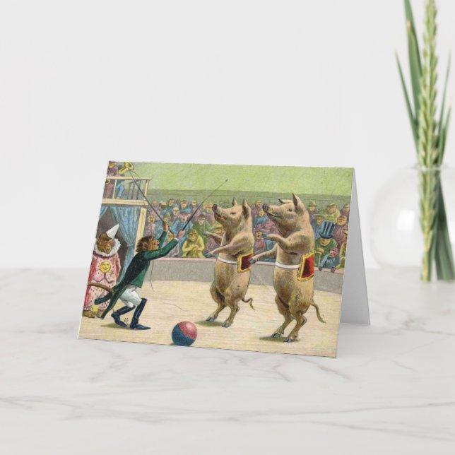 Tarjeta Cerdos del mono y del circo (Anverso)