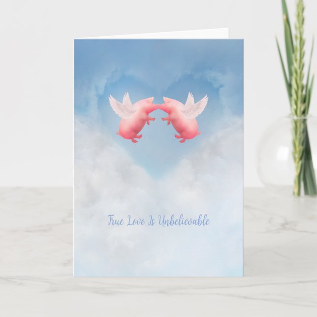 Tarjeta Cerdos voladores amor increíble (Anverso)