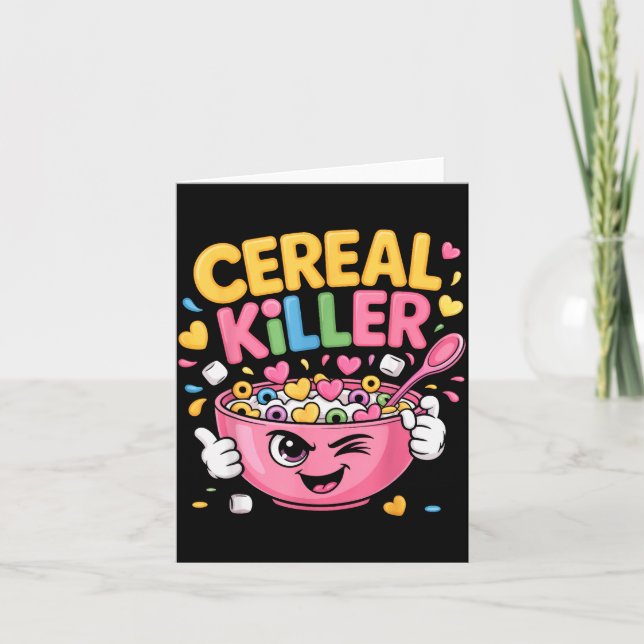 Tarjeta Cereal Killer Cartoon Bowl Funny Breakfast  (Anverso)