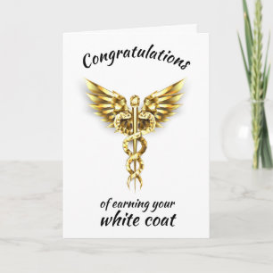Tarjeta Ceremonia de Bata Blanca Médica de Oro
