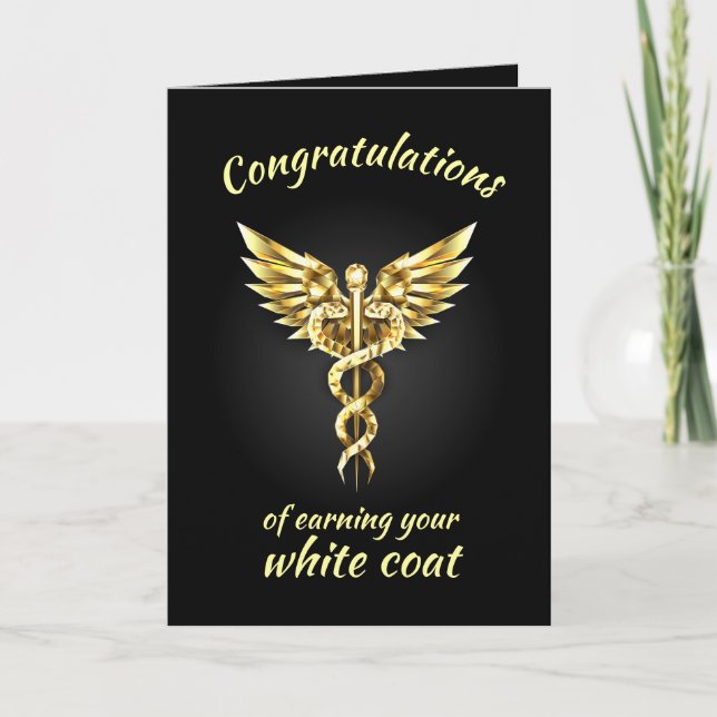 Tarjeta Ceremonia de Cocina Blanca Oro Médico (Anverso)