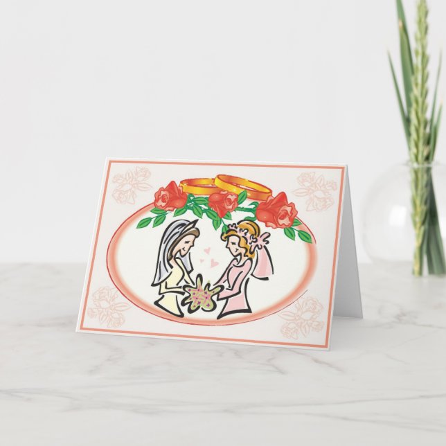 Tarjeta Ceremonia lesbiana de la boda o del compromiso (Anverso)