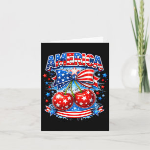 Tarjeta cereza América estrellas lazos rayas usa julio 4