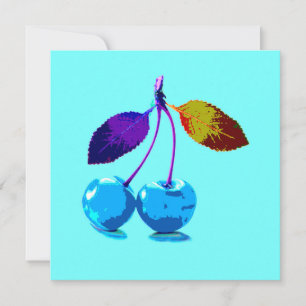 Tarjeta Cerezas azules brillantes