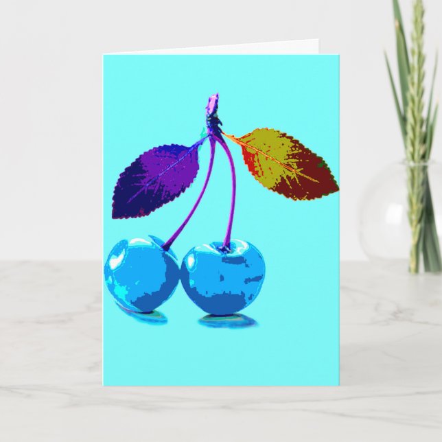 Tarjeta Cerezas azules brillantes (Anverso)
