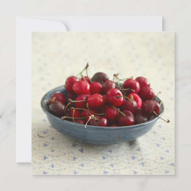 Tarjeta Cerezas en un tazón azul (Anverso)