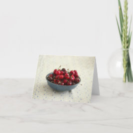 Tarjeta Cerezas en un tazón azul