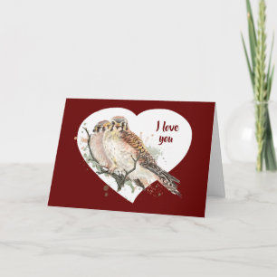 Tarjeta Cernícalo al agua Pareja de halcones I love You