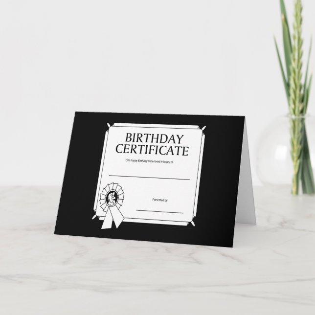 Tarjeta Certificado de cumpleaños (Anverso)