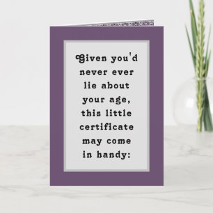 Tarjeta Certificado de Cumpleaños Divertido para Adultos
