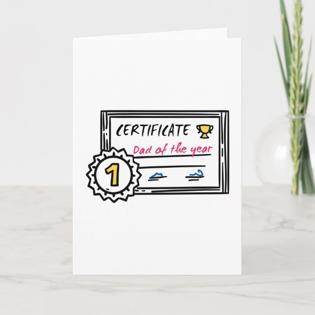 Tarjeta Certificado de Papá del Año Premio del Día del Pad (Anverso)