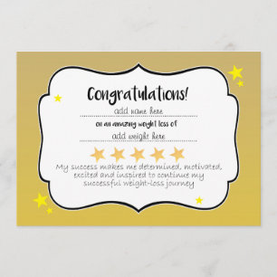 Tarjeta Certificado de premio Slimming Group Club Gold Sta