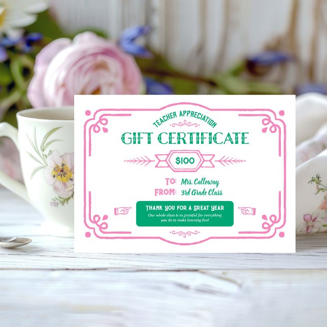 Tarjeta Certificado de regalo de agradecimiento al profeso (Subido por el creador)