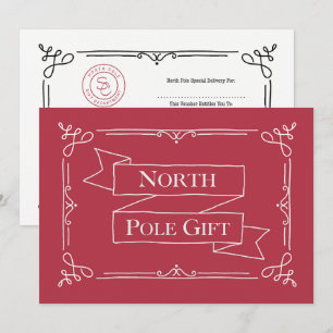 Tarjeta Certificado de regalo del Polo Norte Rojo y Blanco