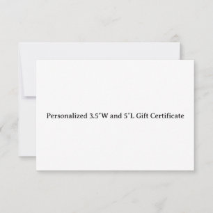 Tarjeta Certificado de regalo personalizado de 3,5″W y 5″L
