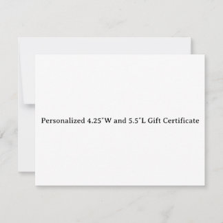 Tarjeta Certificado de regalo personalizado de 4″W y 9.2″L