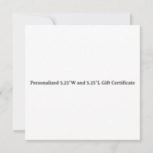 Tarjeta Certificado de regalo personalizado de 5,25″ de an
