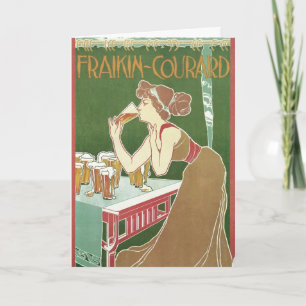 Tarjeta Cerveza Brasserie Fraikin-Courard Art Nouveau Vint