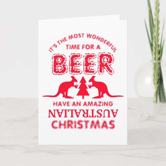 Tarjeta Cerveza canguro, saludo de Navidades australianos (Anverso)