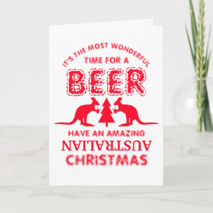 Tarjeta Cerveza canguro, saludo de Navidades australianos