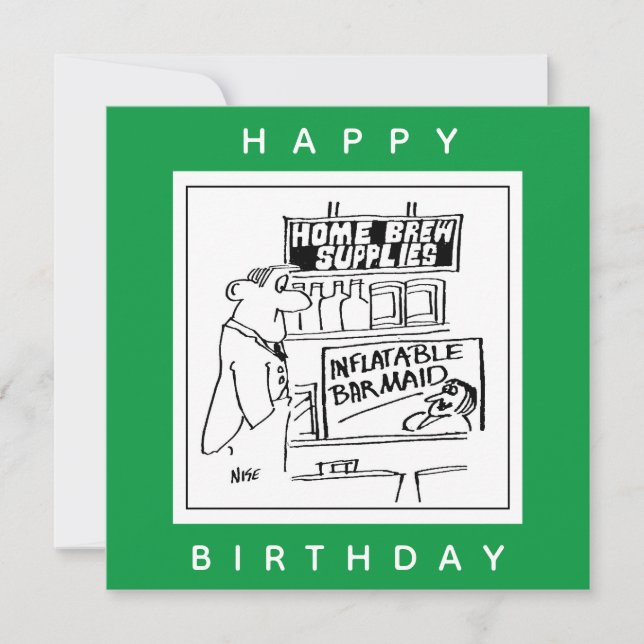 Tarjeta Cerveza Casera Muñeca Hinchable de Dibujos Animado (Anverso)