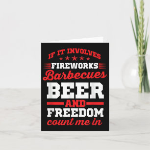 Tarjeta Cerveza De Barbacoa De Fuegos Artificiales Y Graci