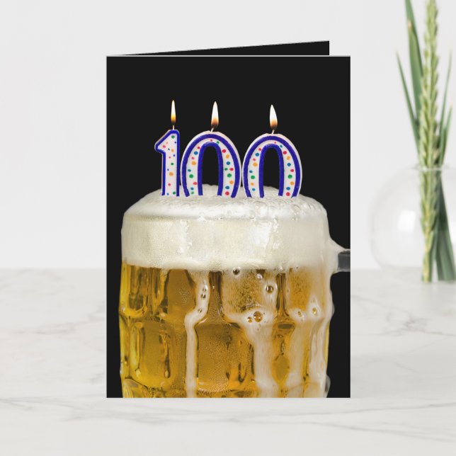 Tarjeta Cerveza de cumpleaños 100 en negro (Anverso)