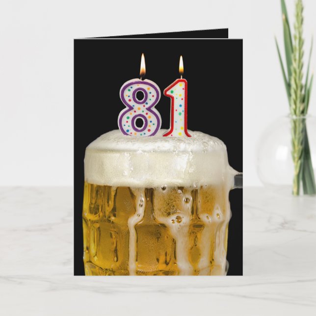 Tarjeta Cerveza de cumpleaños 81 en negro (Anverso)