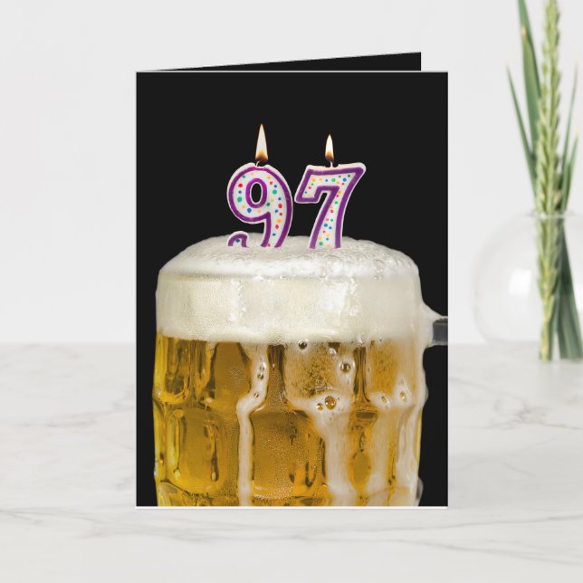 Tarjeta Cerveza de cumpleaños 97 en negro (Anverso)