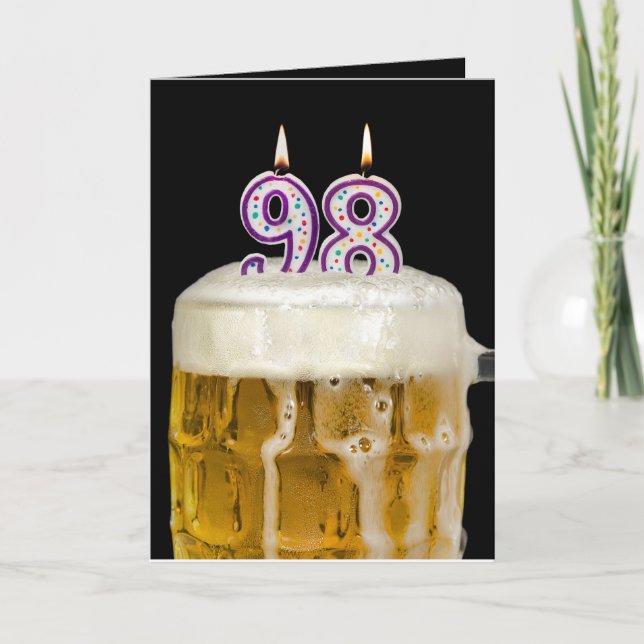Tarjeta Cerveza de cumpleaños 98 en negro (Anverso)