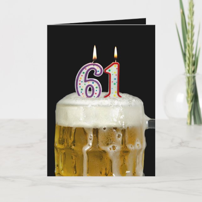 Tarjeta Cerveza de cumpleaños número 61 (Anverso)