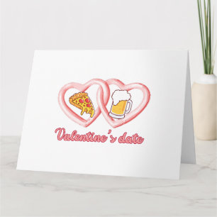 Tarjeta Cerveza de pizza para cita del día de San Valentín
