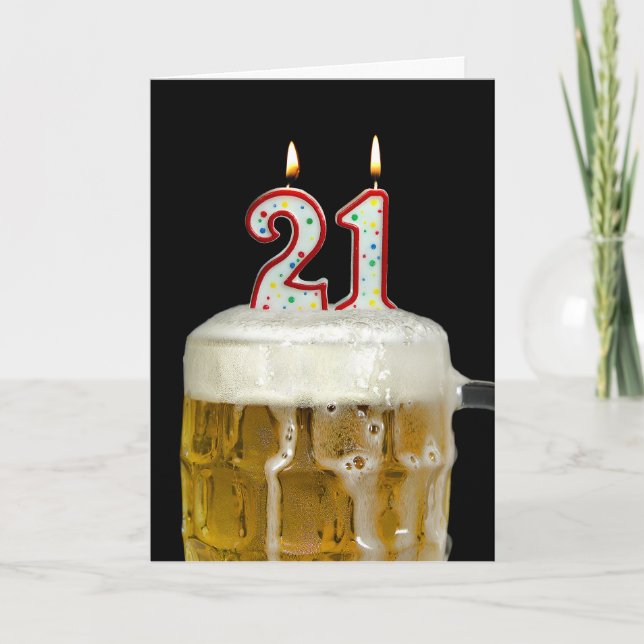 Tarjeta Cerveza para cumpleaños 21 (Anverso)